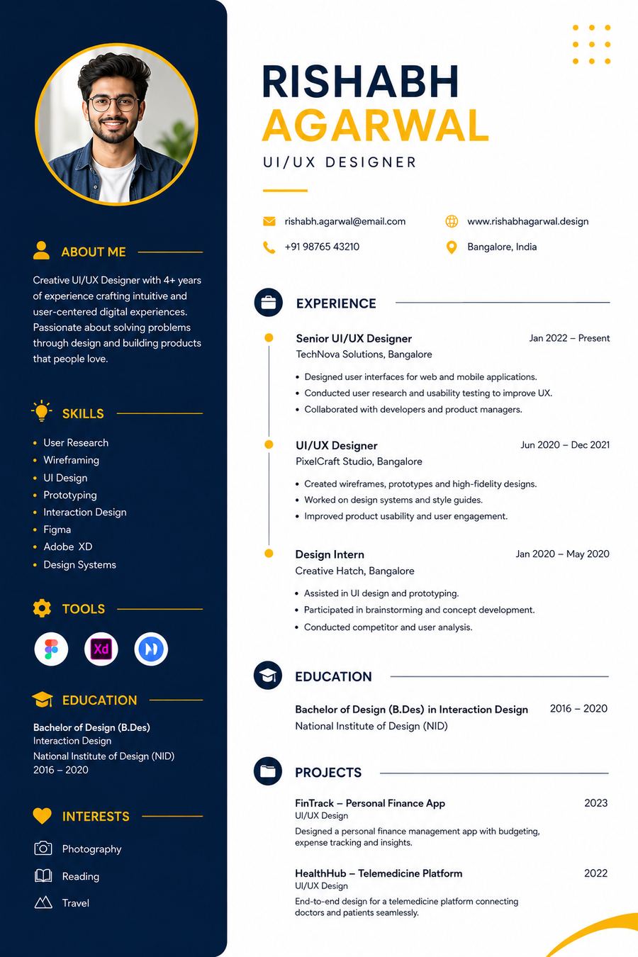 UI/UX Designer resume sample